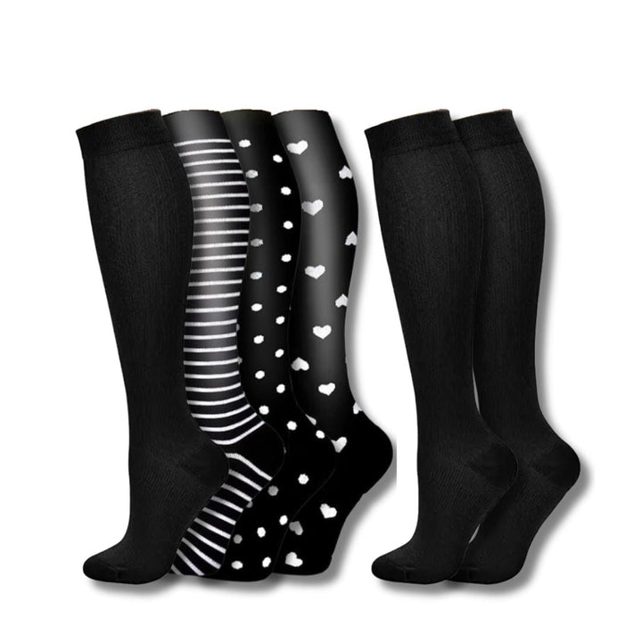Multipack calze a compressione da donna al ginocchio: perfette per lavoro, viaggio e comfort gambe tutto il giorno.