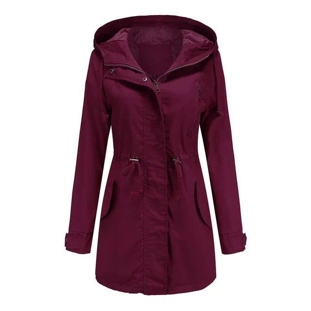 Moda donna: giacca utilitaria leggera con cappuccio e coulisse, ideale per un look casual e versatile in primavera.