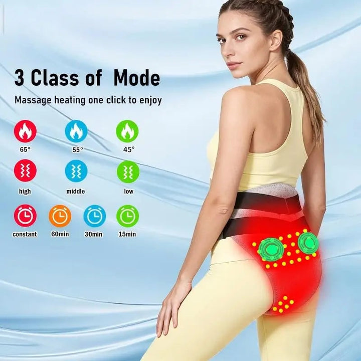 Benessere donna: fascia riscaldante per addome e lombare, massaggio contro i dolori mestruali.