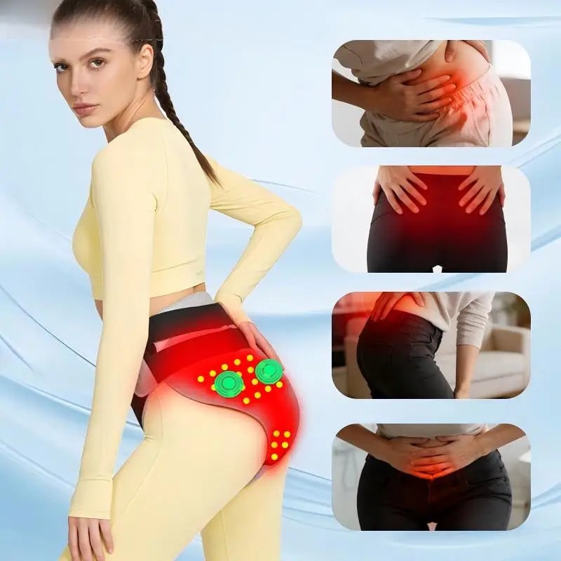 Scaldino mestruale con terapia calore e massaggio, sollievo rapido dai crampi addominali.
