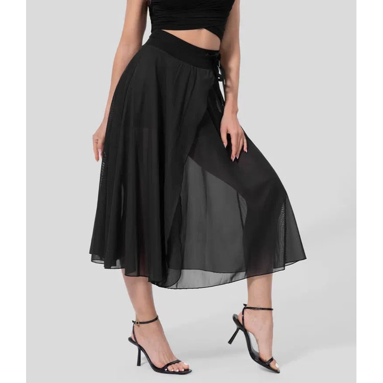 Gonna midi a portafoglio trasparente donna, vita alta A-line. Perfetta per look estivi eleganti.