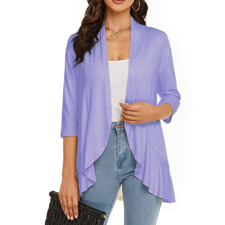 Cardigan donna morbido, drappeggiato sulle maniche 3/4. Perfetto per look a strati primavera/autunno.