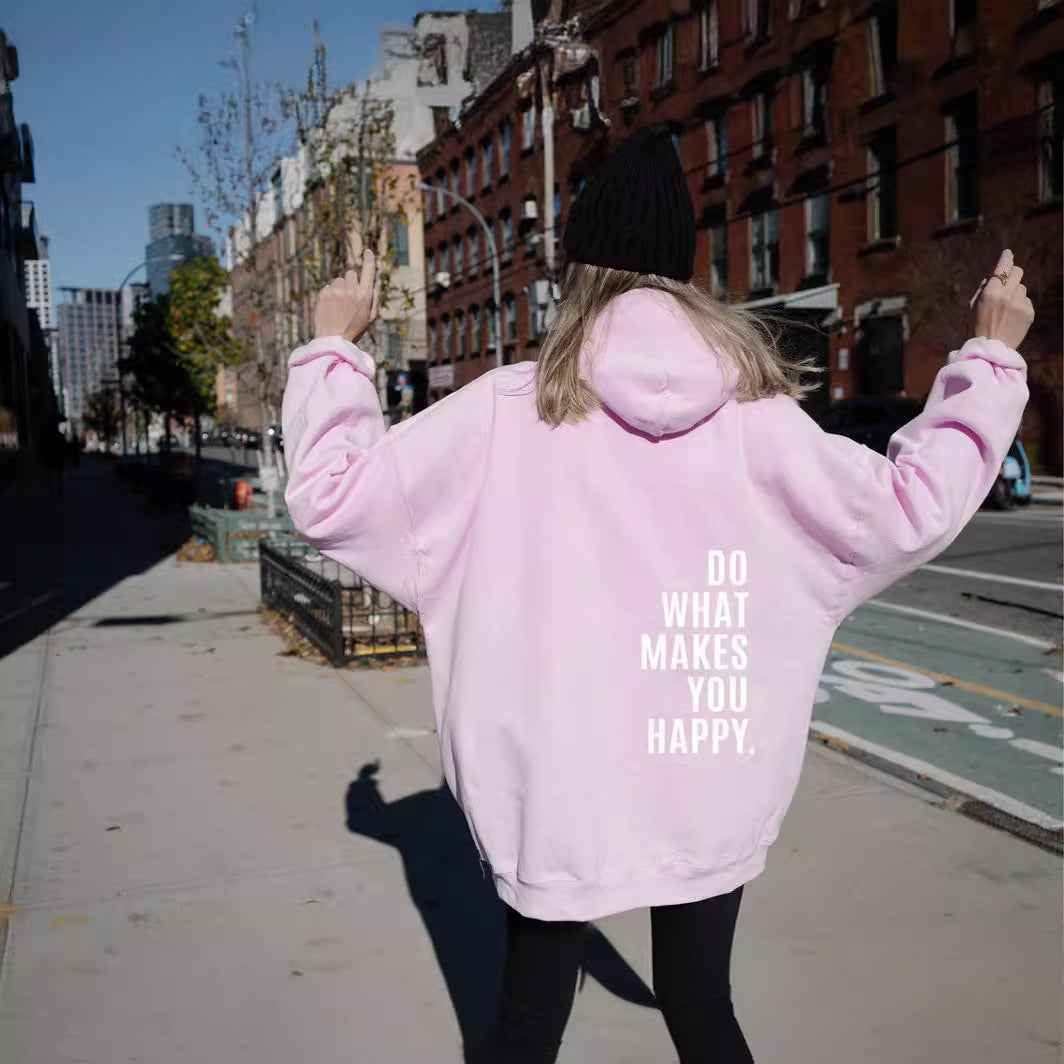 Felpa streetwear donna oversize con zip e stampa grafica accattivante sul retro. Ideale per un look moda casual.