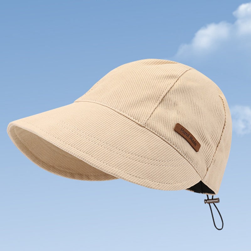 Comodo cappello da donna pieghevole con tesa larga, laccetto per vento, perfetto per il mare.