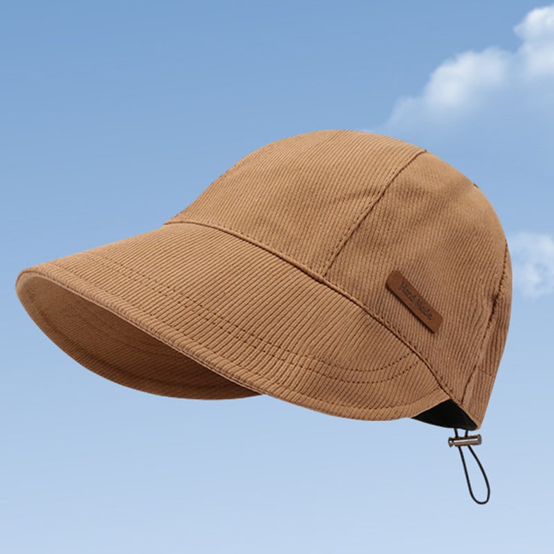 Cappello da sole donna, pieghevole con tesa larga, laccetto per un look sicuro e stiloso.