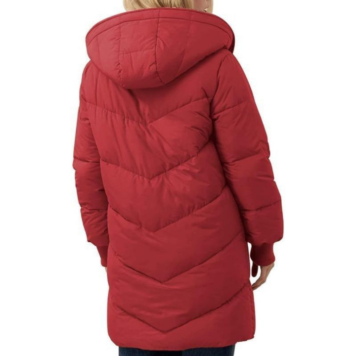 Piumino donna per l'inverno, con cappuccio e trapuntato per un calore ottimale. Stile e funzionalità.