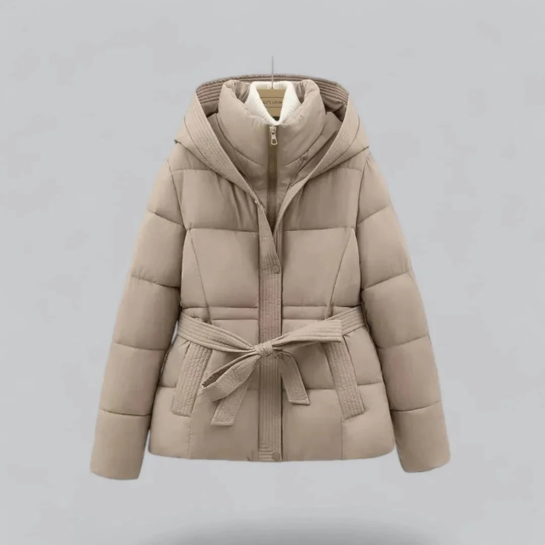 Elegante giacca imbottita donna trapuntata, stile bomber con cintura regolabile, perfetta per il casual chic.