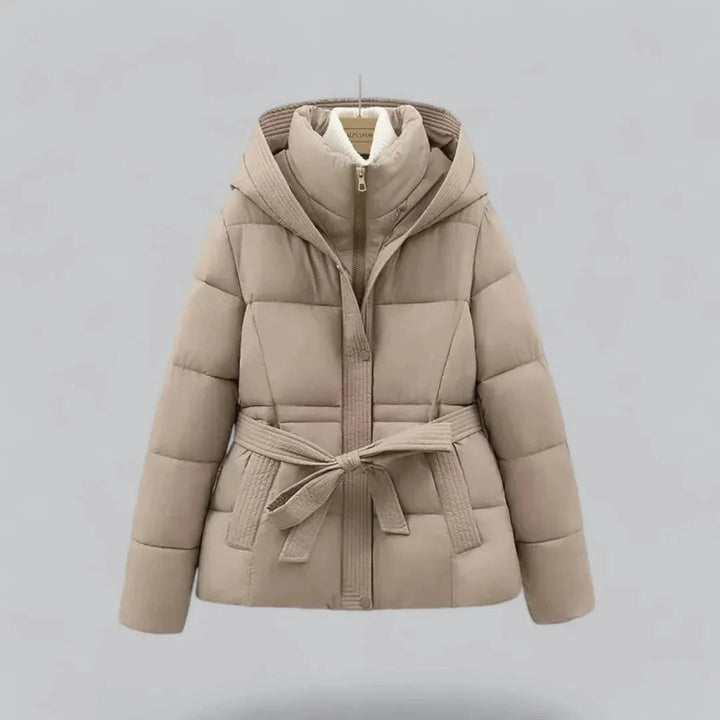 Elegante giacca imbottita donna trapuntata, stile bomber con cintura regolabile, perfetta per il casual chic.