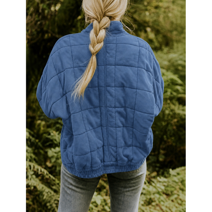 Giacca donna trapuntata calda con collo alto, un capospalla confortevole per l'inverno.