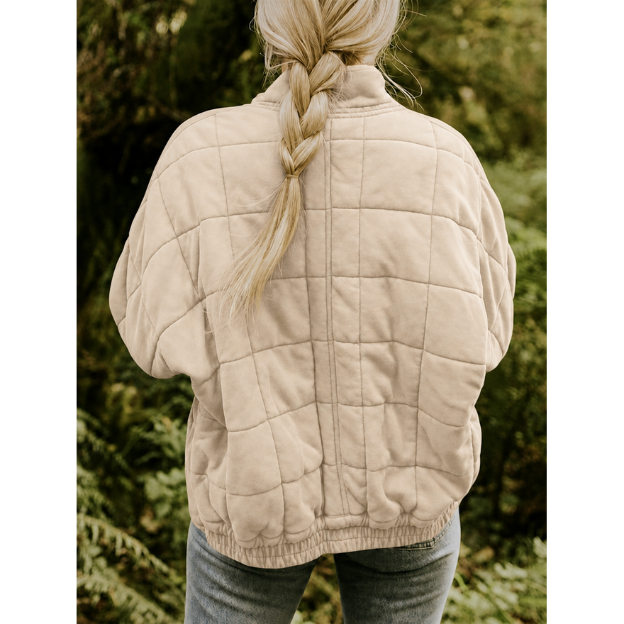 Giacca donna trapuntata elegante e casual, con collo alto, capospalla per l'autunno inverno.