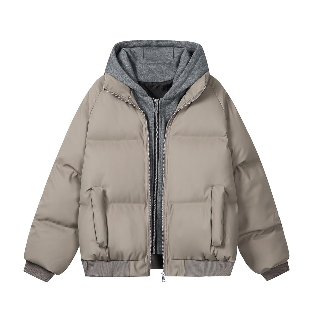 Giacca piumino donna trapuntata con cappuccio e doppia zip, calda per inverno e autunno.