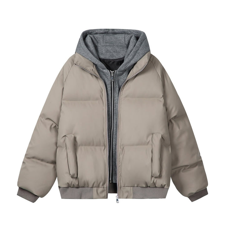 Giacca piumino donna trapuntata con cappuccio e doppia zip, calda per inverno e autunno.