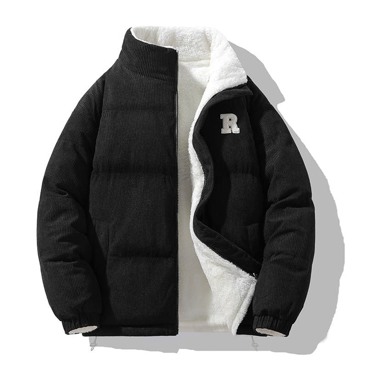 Giacca donna lunga, piumino reversibile trapuntato, collo alto, perfetta per abbigliamento invernale elegante.