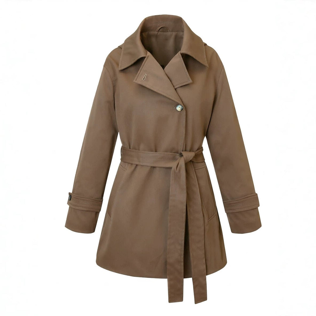 Giacca trench donna raffinata per eleganza quotidiana, con cintura in vita, perfetta per primavera e autunno.