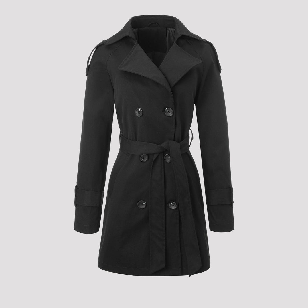Cappotto trench donna versatile con cintura in vita che valorizza la silhouette, per primavera/autunno.