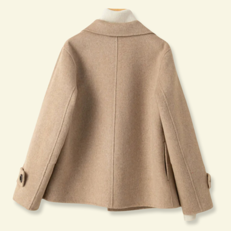 Versatile cappotto corto doppiopetto donna, perfetto outerwear elegante per autunno inverno con revers.