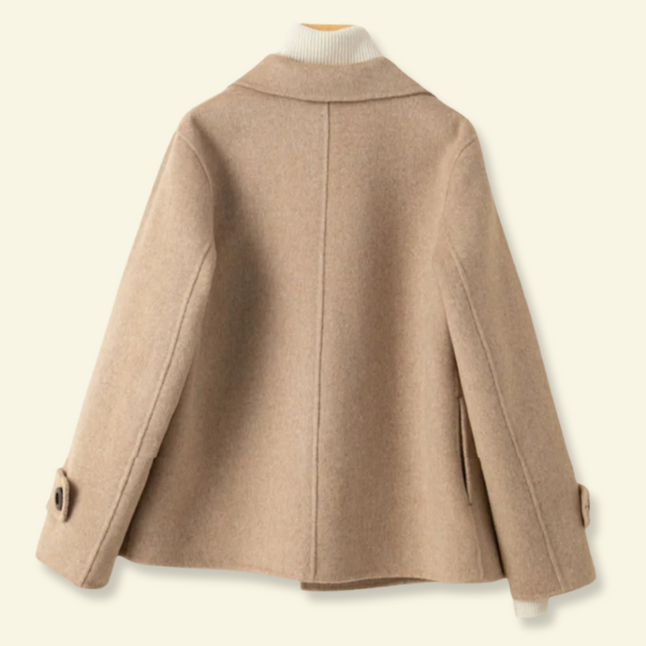 Versatile cappotto corto doppiopetto donna, perfetto outerwear elegante per autunno inverno con revers.