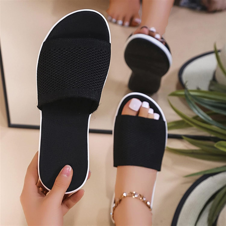 Calzature donna estive: sandali con zeppa, supporto ammortizzato per comfort e stile. Ciabatte slip-on traspiranti.