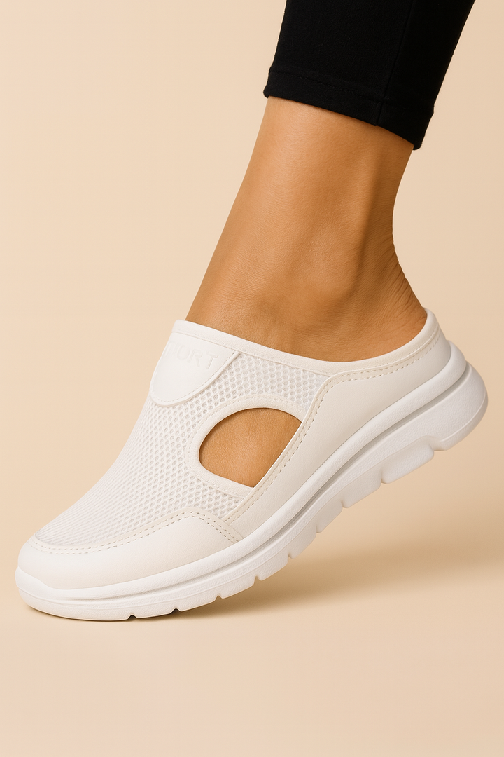 Mules donna senza schienale, ammortizzate, perfette per un look casual e moda estiva.