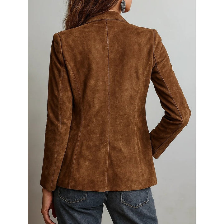 Giacca blazer donna monopetto versatile con spalle strutturate, ideale per un look elegante o casual chic.