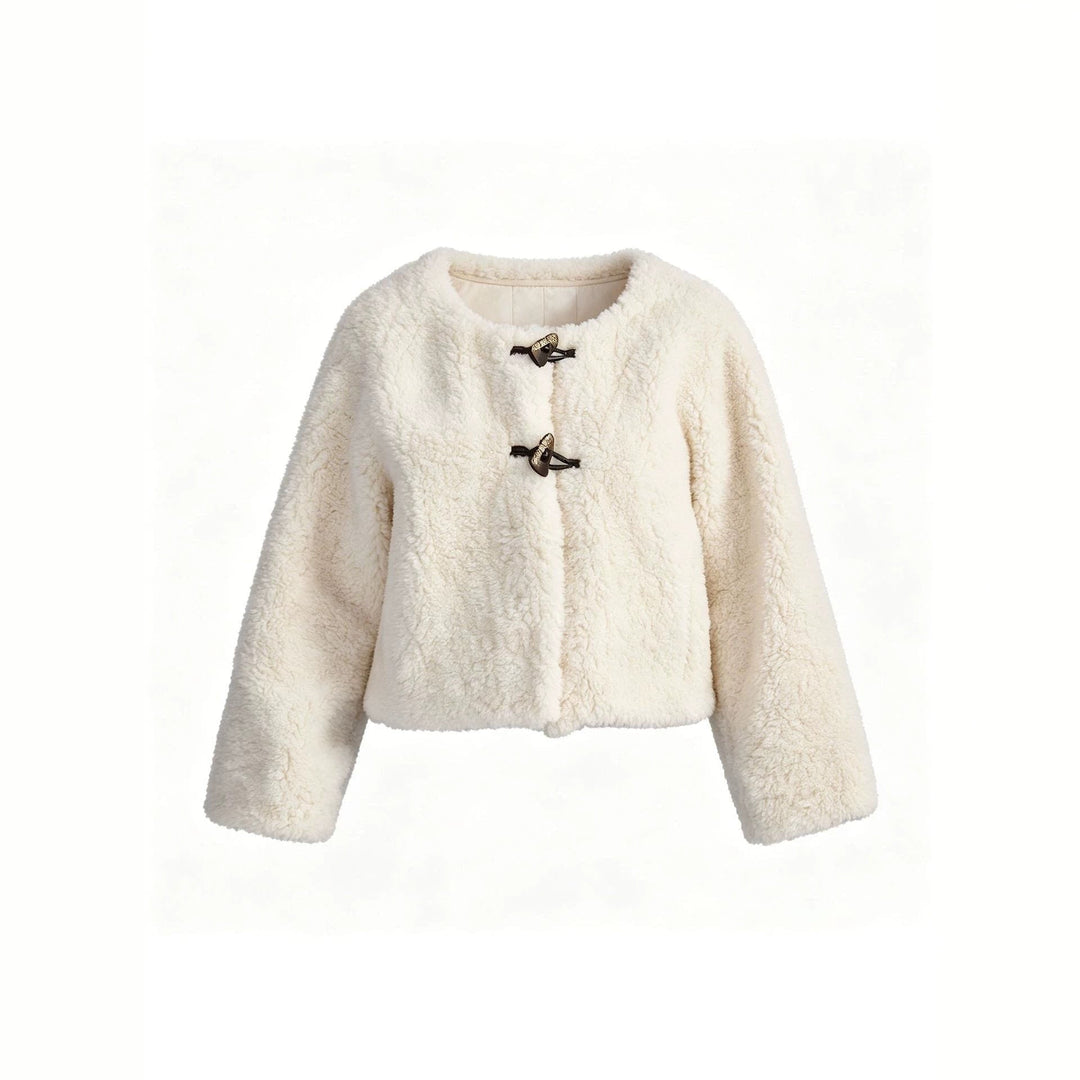 Giacca corta donna casual con alamari, ideale per autunno/inverno, unisce stile e calore unico. Moda femminile confortevole.