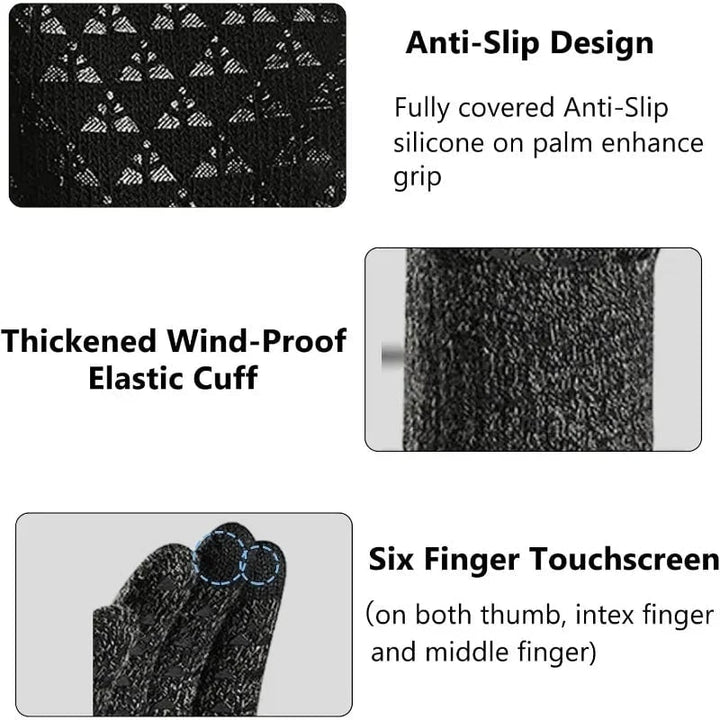 Eleganti guanti donna invernali, touchscreen e antiscivolo, perfetti per attività all'aperto.