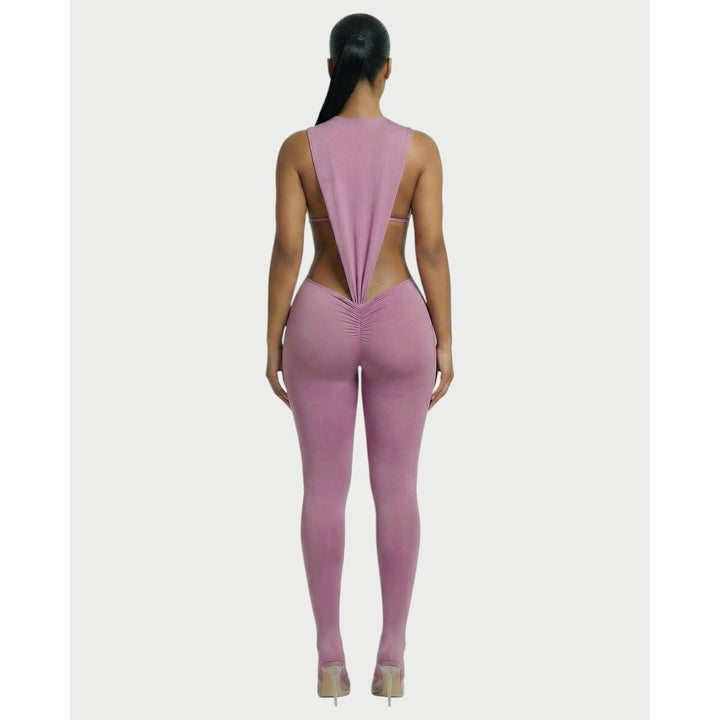 Set donna elegante: Body scolpito aderente e leggings a vita alta con arricciature, per un look sofisticato.