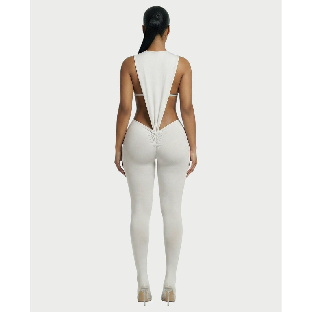 Abbigliamento donna: Completo due pezzi con body scolpito modellante e leggings vita alta arricciati.