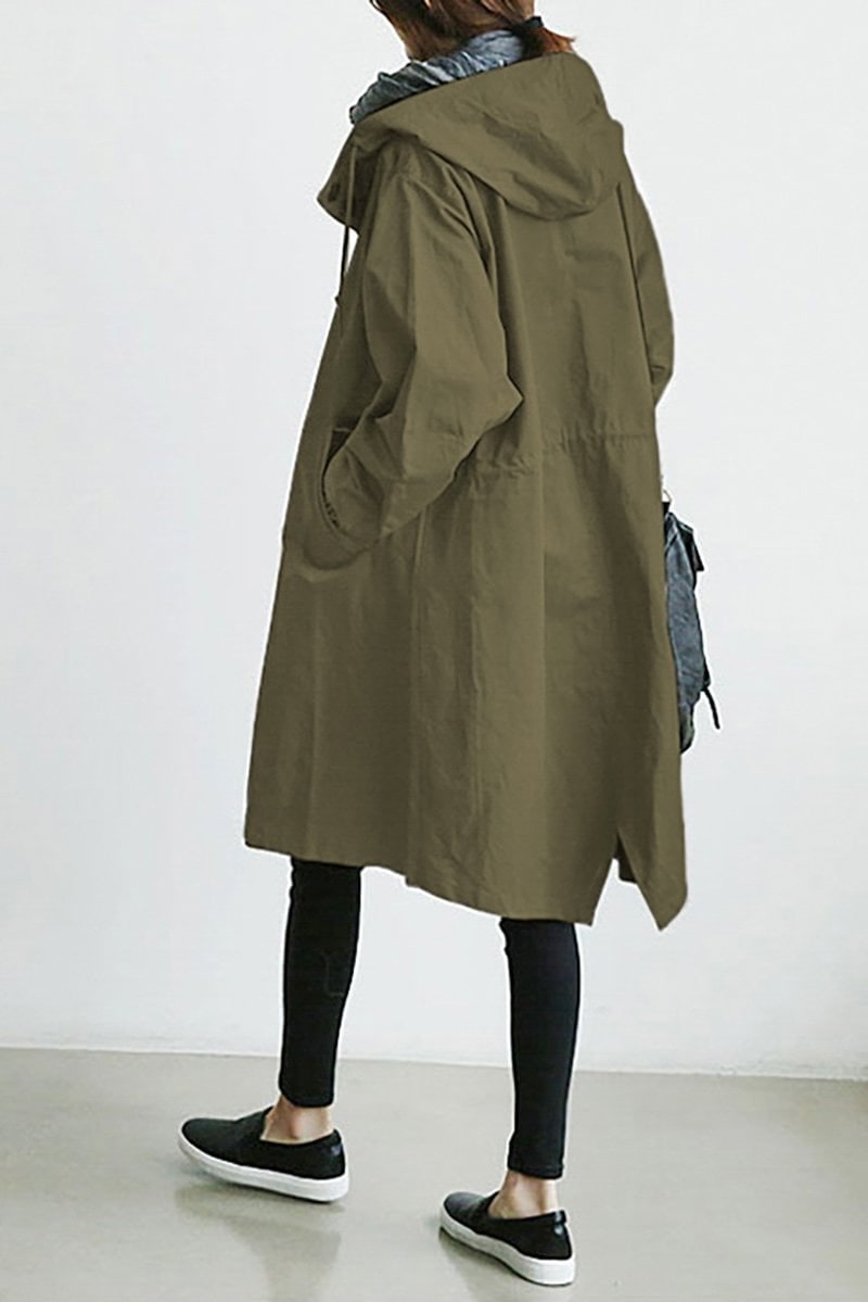 Trench donna incappucciato, stile casual ma elegante, ottimo per la moda primavera.