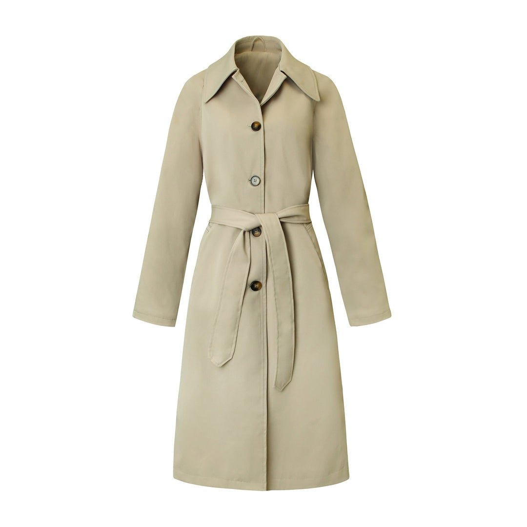 Trench donna impermeabile con cintura in vita e maniche raglan, capospalla moda femminile per look raffinati.