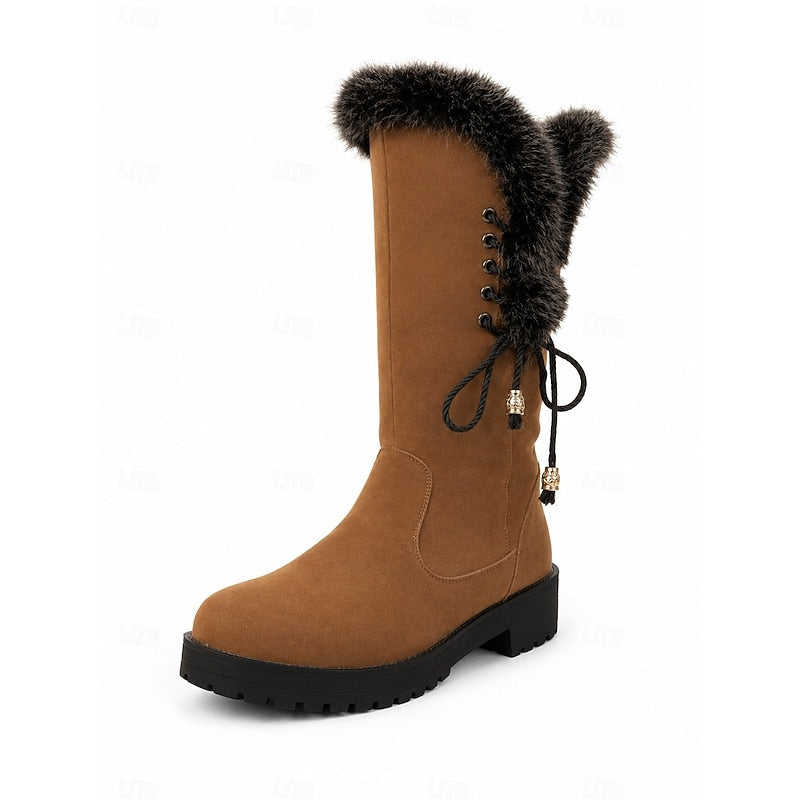 Comodi stivali invernali donna con fodera in pelliccia sintetica, suola robusta e design casual.