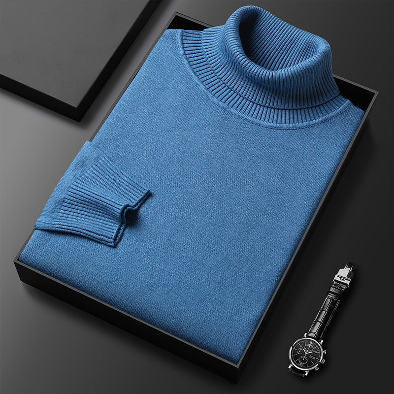 Maglione uomo a collo alto con texture a coste, caldo, elegante e confortevole per l'inverno.