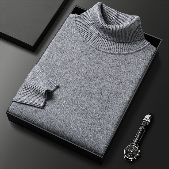 Maglione invernale uomo collo alto, un capo caldo e confortevole per l'abbigliamento maschile elegante.